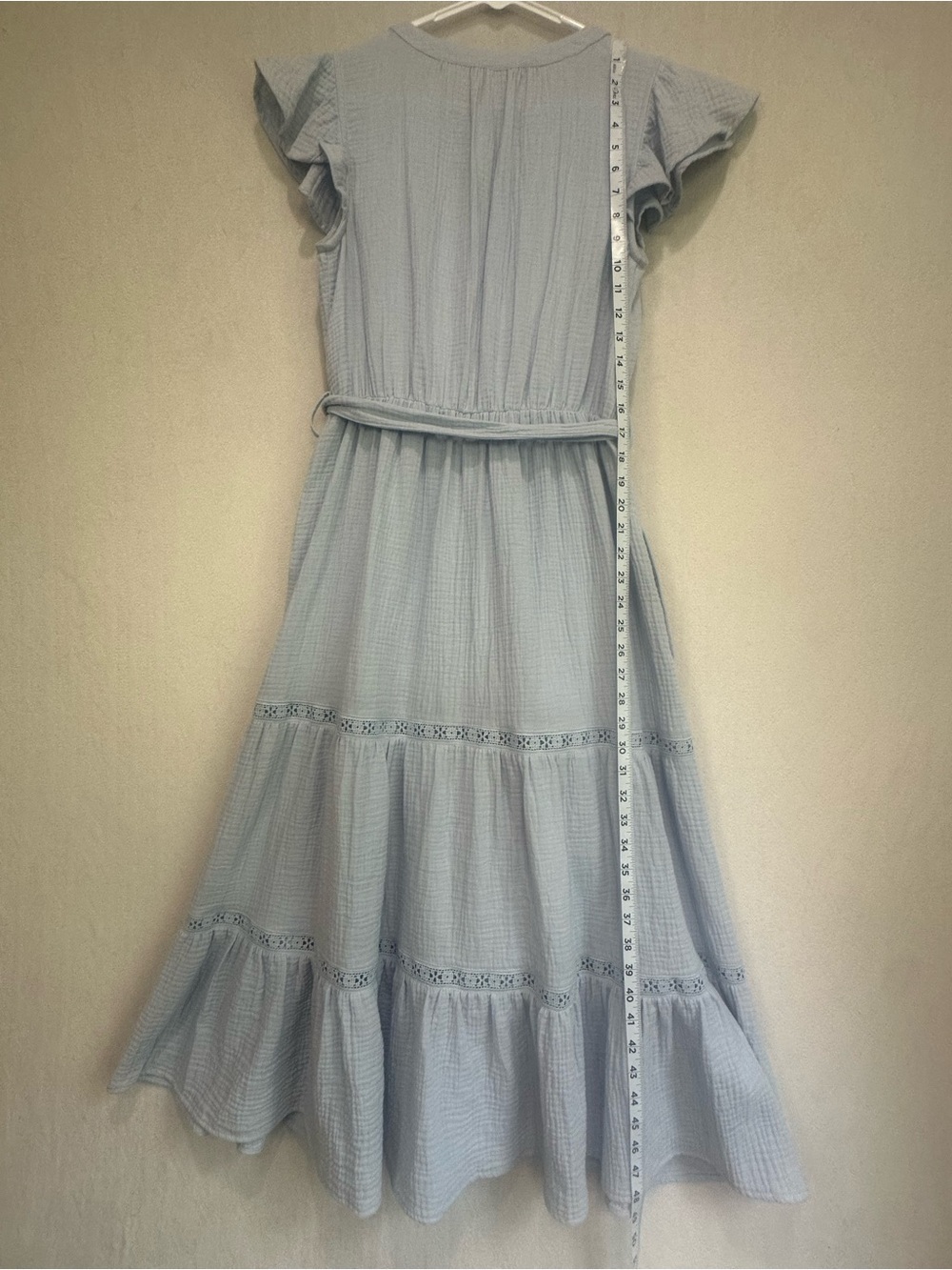 Magaschoni Light Blue Organic Cotton Maxi Dress Sz M Beachy Gauzy Boho Party - Picture 11 of 13